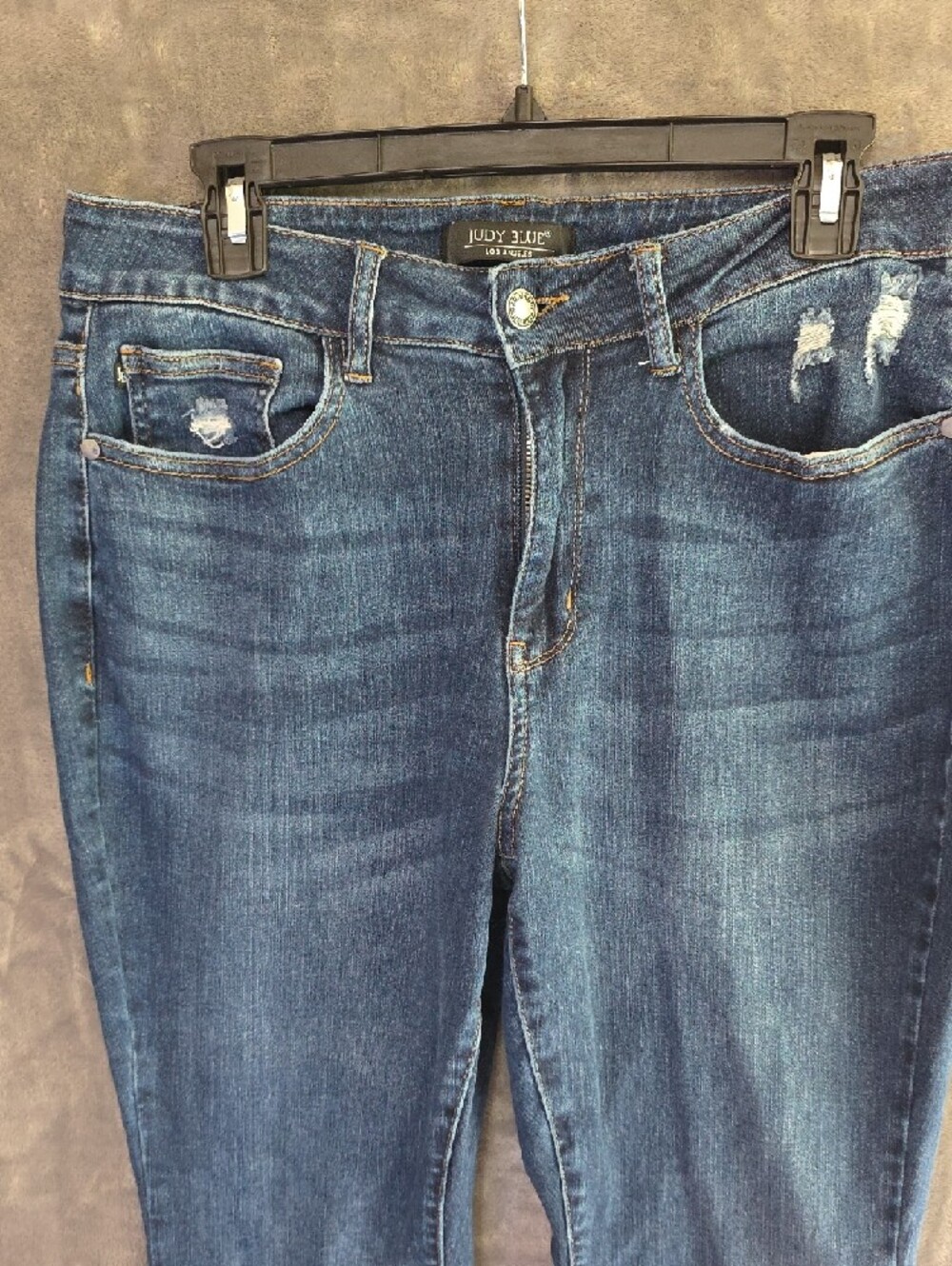 Judy Blue Dark Slim Bootcut Jeans with Subtle Distress - Picture 2 of 11